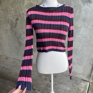 Striped Grunge Cropped Sweater